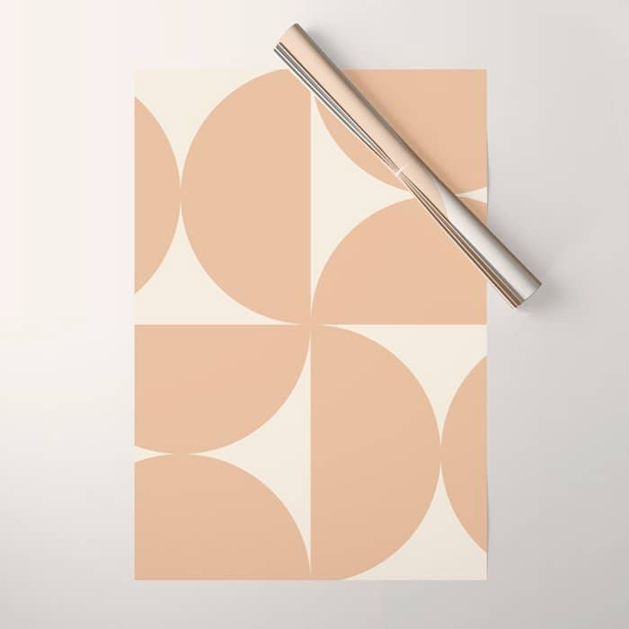 Bauhaus Mid Century Modern Geometric X Neutral Beige Wrapping Paper