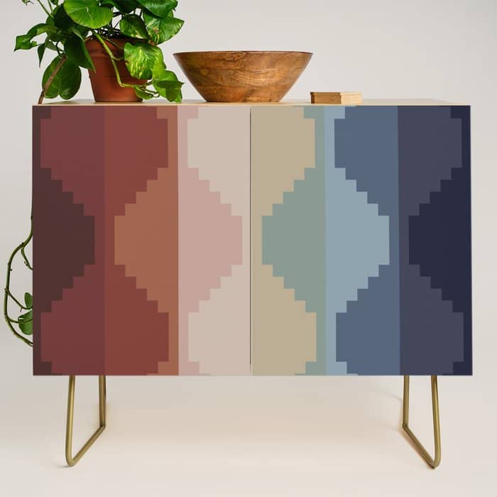 Geometric Aztec Pyramid Pattern Iii Credenza