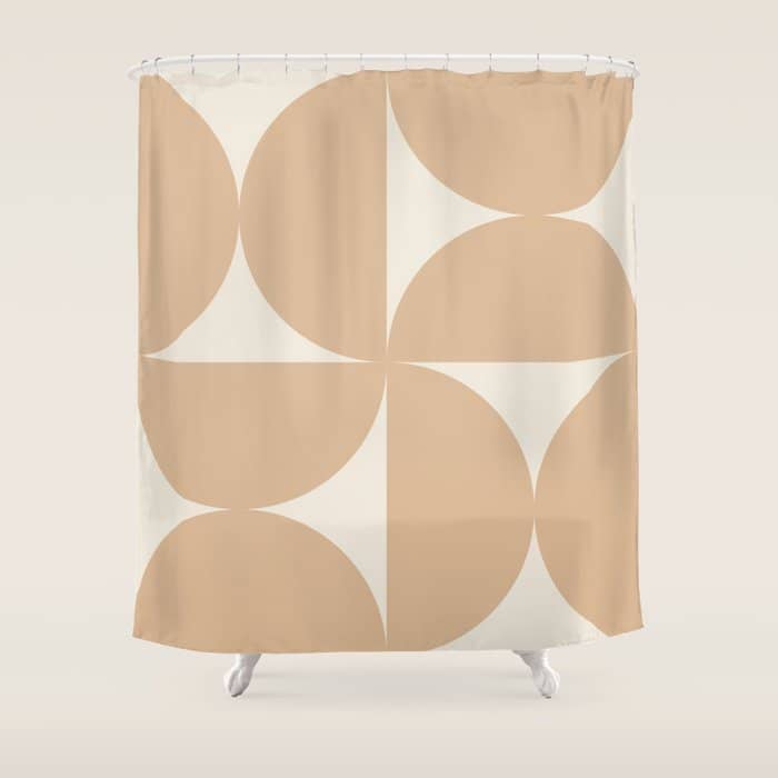 Bauhaus Mid Century Modern Geometric X Neutral Beige Shower Curtain