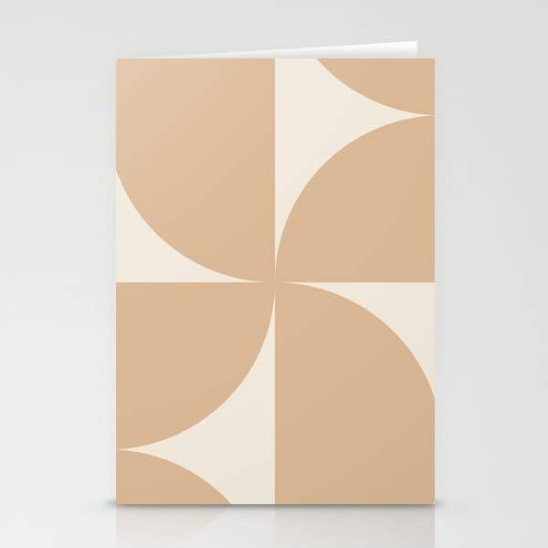 Bauhaus Mid Century Modern Geometric X Neutral Beige Stationery Card