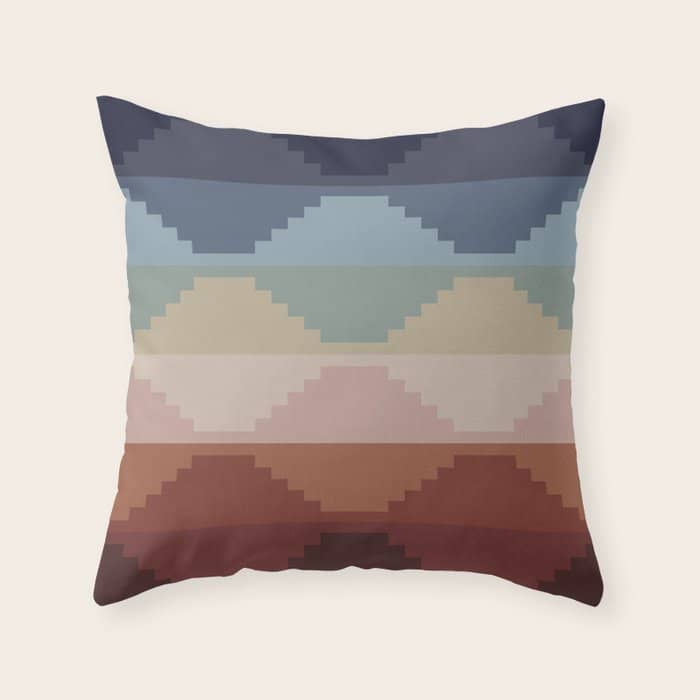 Geometric Aztec Pyramid Pattern Iii Throw Pillow