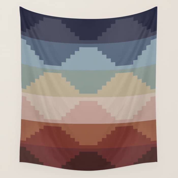 Geometric Aztec Pyramid Pattern Iii Wall Tapestry