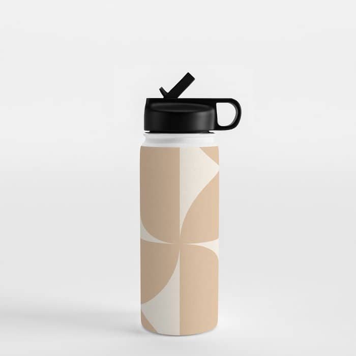 Bauhaus Mid Century Modern Geometric X Neutral Beige Water Bottle