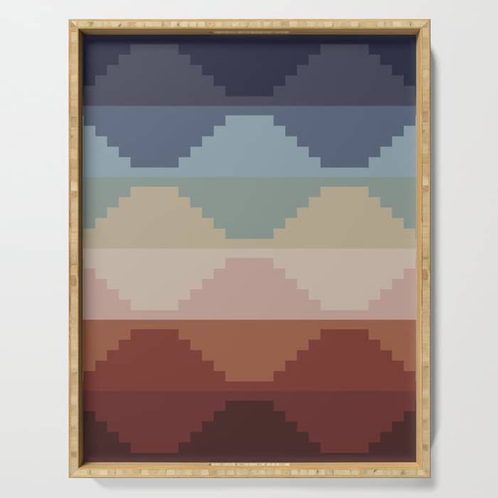 Geometric Aztec Pyramid Pattern Iii Serving Tray