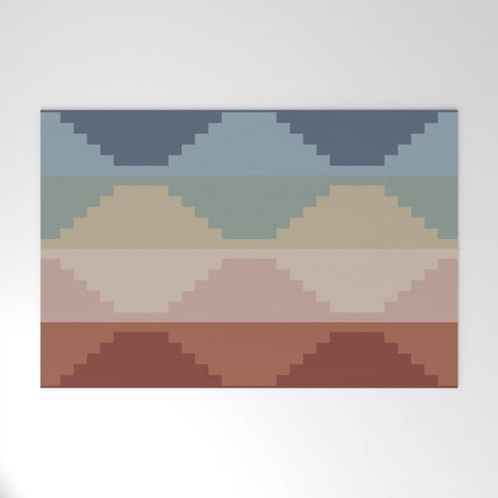 Geometric Aztec Pyramid Pattern Iii Welcome Mat