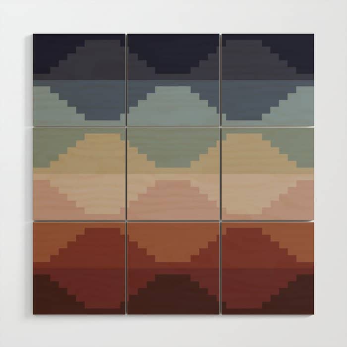 Geometric Aztec Pyramid Pattern Iii Wood Wall Art