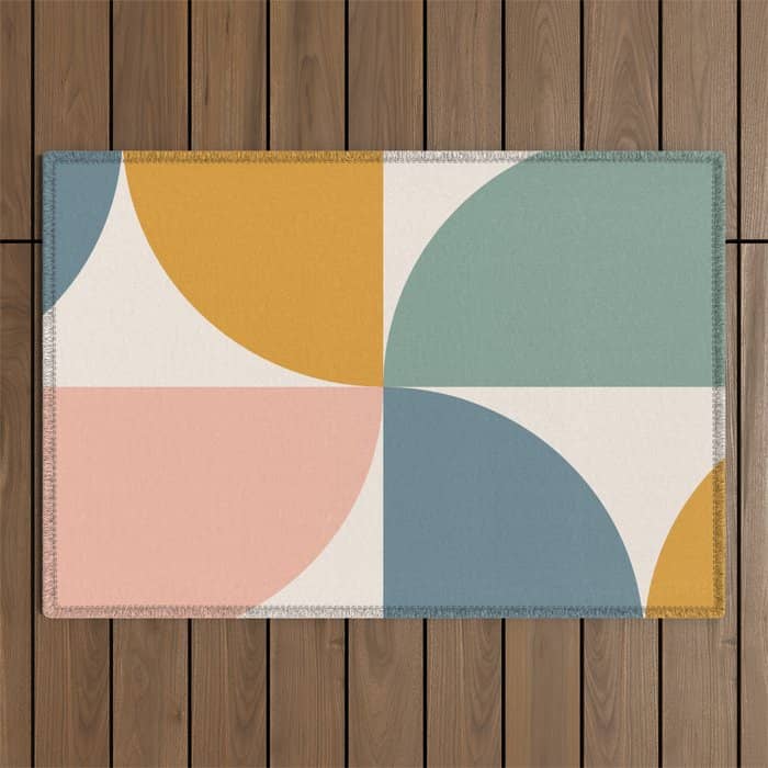 Bauhaus Mid Century Modern Geometric Ii Natural Pastel Outdoor Rug