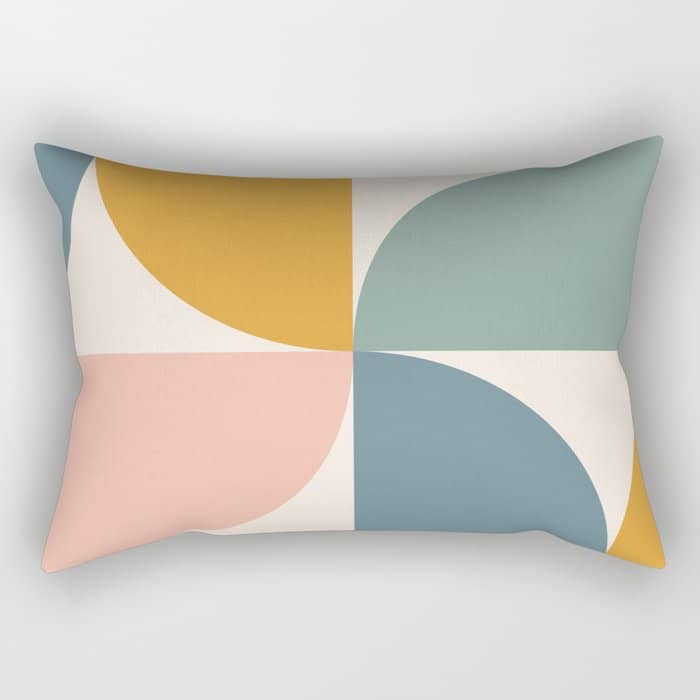 Bauhaus Mid Century Modern Geometric Ii Natural Pastel Rectangular Pillow