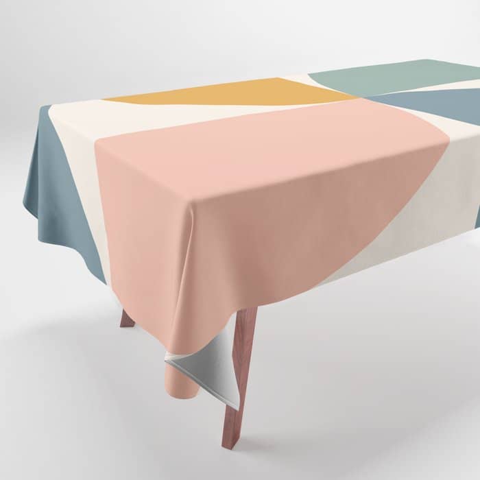 Bauhaus Mid Century Modern Geometric Ii Natural Pastel Tablecloth