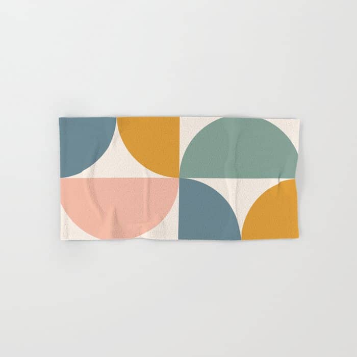 Bauhaus Mid Century Modern Geometric Ii Natural Pastel Bath Towel