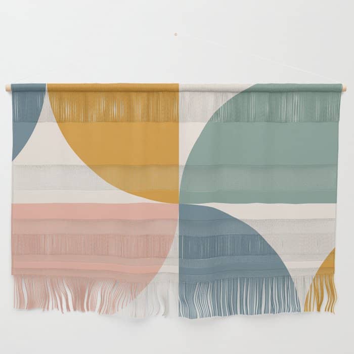 Bauhaus Mid Century Modern Geometric Ii Natural Pastel Wall Hanging