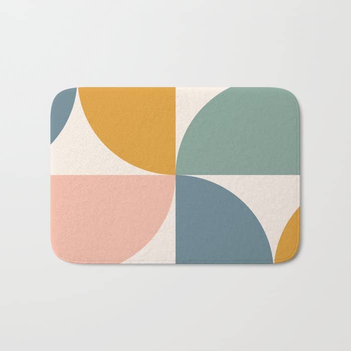 Bauhaus Mid Century Modern Geometric Ii Natural Pastel Bath Mat