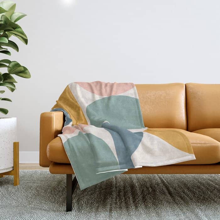 Bauhaus Mid Century Modern Geometric Ii Natural Pastel Throw Blanket