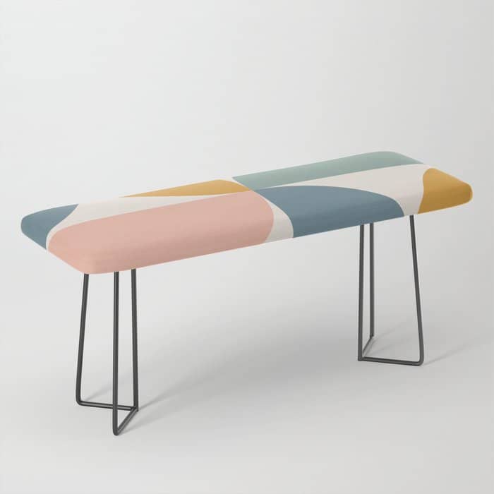 Bauhaus Mid Century Modern Geometric Ii Natural Pastel Bench
