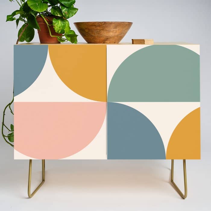 Bauhaus Mid Century Modern Geometric Ii Natural Pastel Credenza
