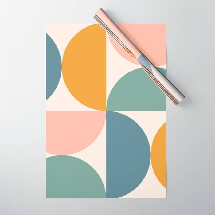 Bauhaus Mid Century Modern Geometric Ii Natural Pastel Wrapping Paper