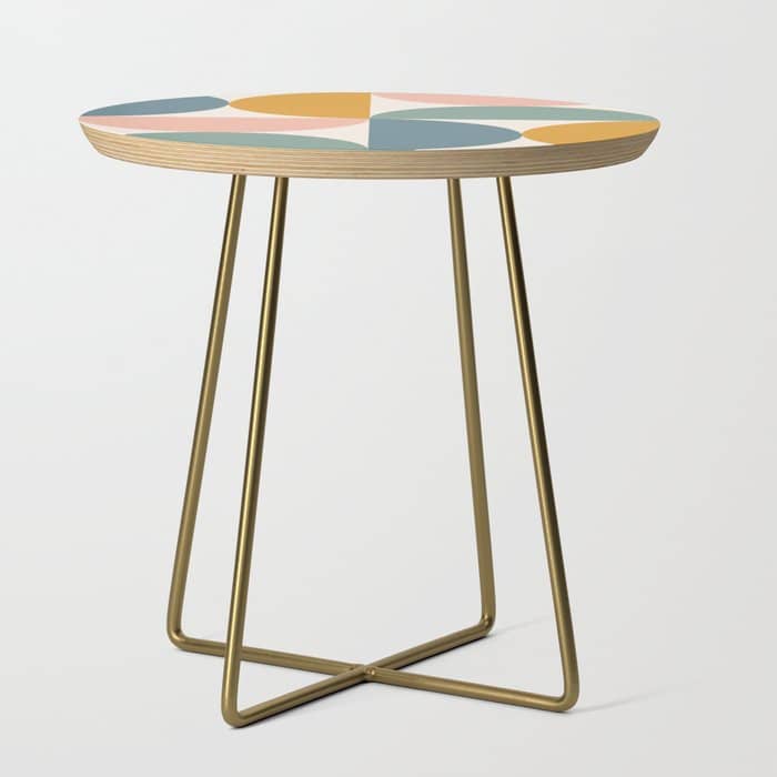 Bauhaus Mid Century Modern Geometric Ii Natural Pastel Side Table