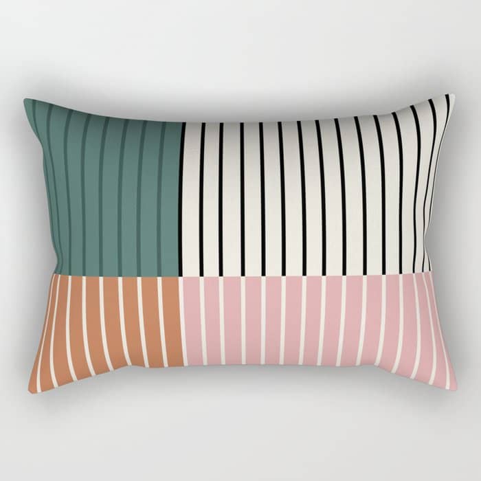 Color Block Line Abstract V Colorful Retro Rectangular Pillow