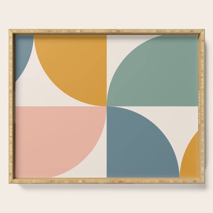 Bauhaus Mid Century Modern Geometric Ii Natural Pastel Serving Tray