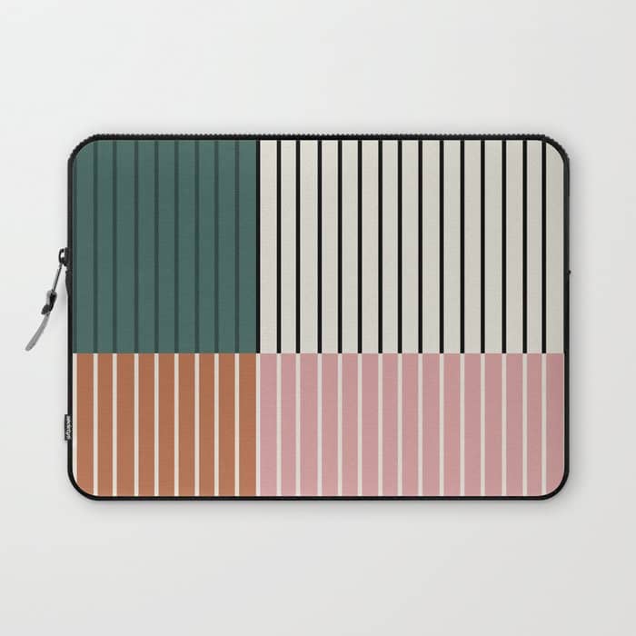 Color Block Line Abstract V Colorful Retro Laptop Sleeve