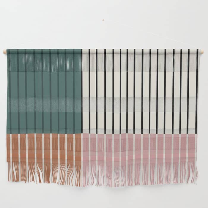 Color Block Line Abstract V Colorful Retro Wall Hanging