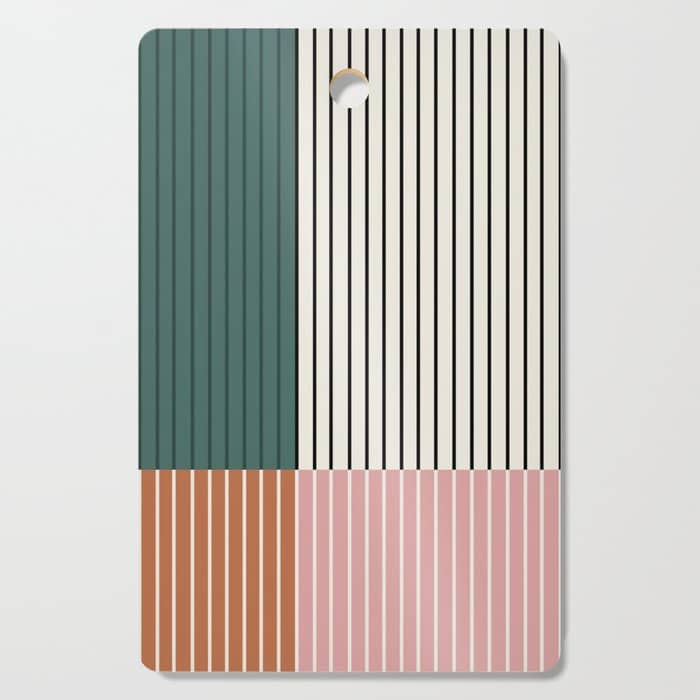 Color Block Line Abstract V Colorful Retro Cutting Board