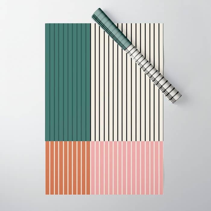 Color Block Line Abstract V Colorful Retro Wrapping Paper