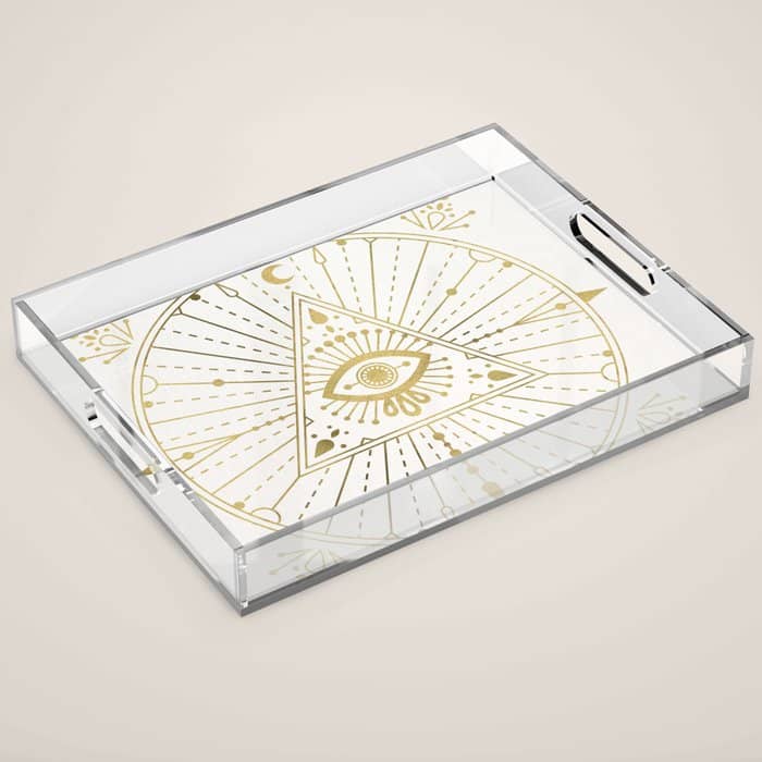 All-Seeing Eye Mandala - Gold Palette Acrylic Tray