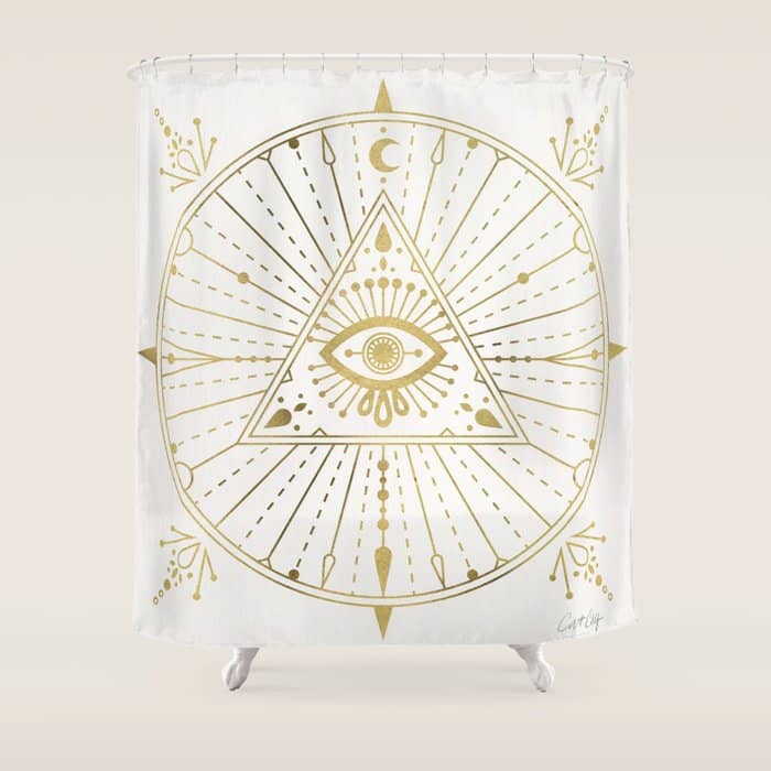 All-Seeing Eye Mandala - Gold Palette Shower Curtain