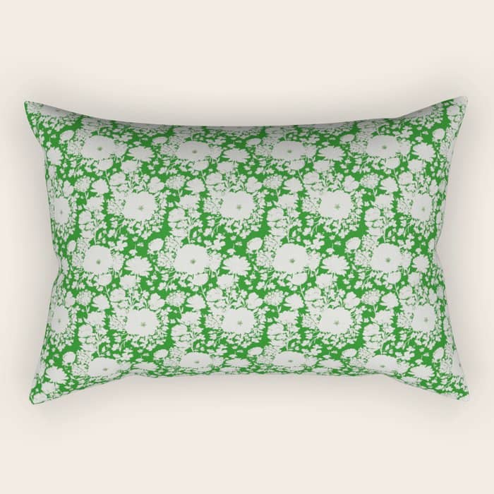 White Beauty On Green Rectangular Pillow