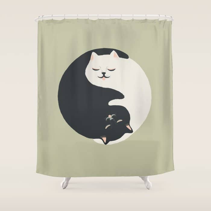 Hidden Cat 26 Yin Yang Hug Shower Curtain