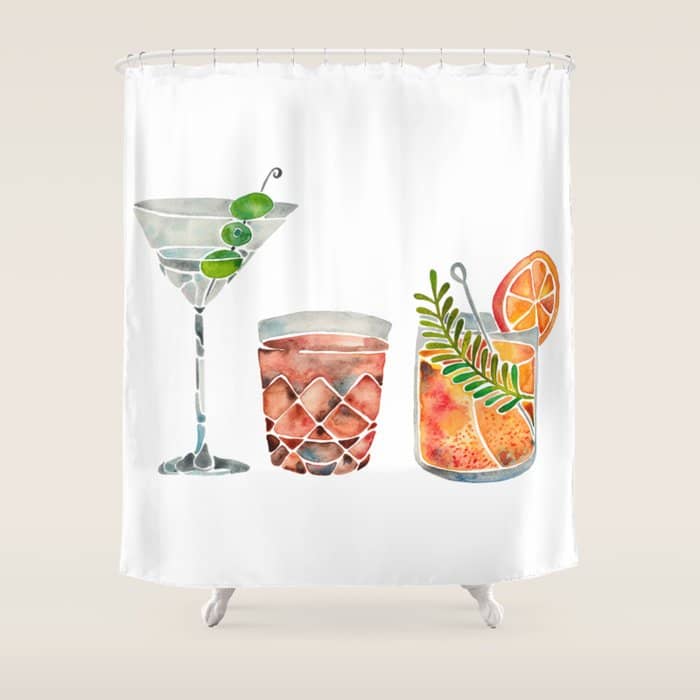 Classic Cocktails  - 1960s Watercolor Lineup Shower Curtain