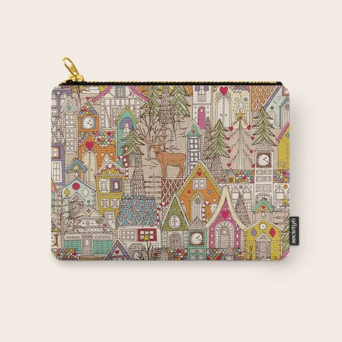 Vintage Gingerbread Town Carry All Pouch