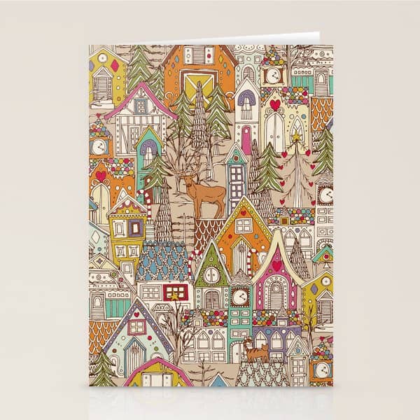 Vintage Gingerbread Town Stationery Card