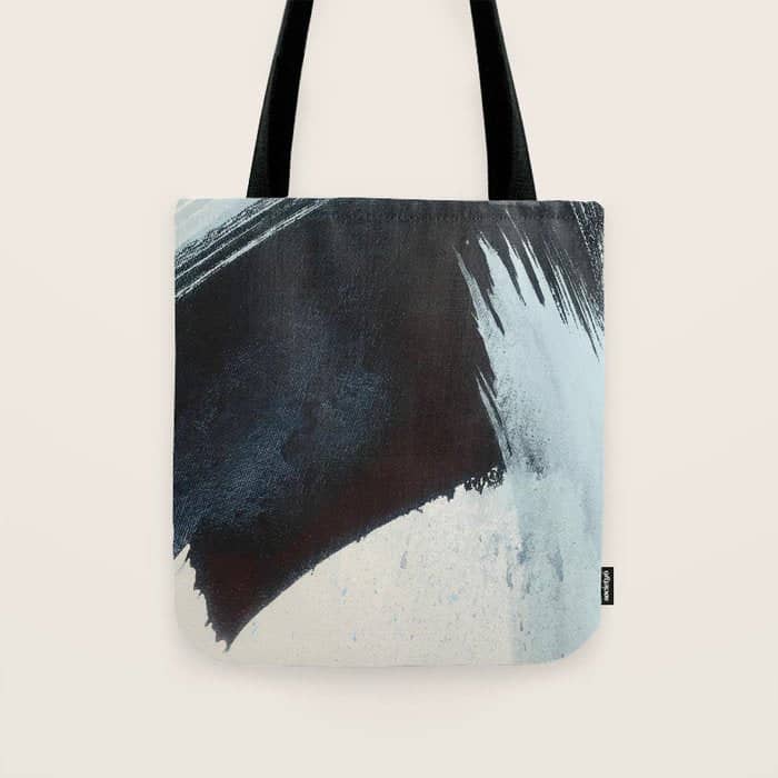 Like A Gentle Hurricane [2]: A Minimal, Abstract Piece In Blues And White By Alyssa Hamilton Art Tote Bag