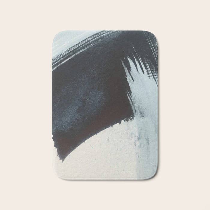 Like A Gentle Hurricane [2]: A Minimal, Abstract Piece In Blues And White By Alyssa Hamilton Art Bath Mat