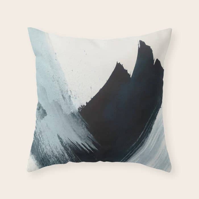 Like A Gentle Hurricane: A Minimal, Abstract Piece In Blues And White By Alyssa Hamilton Art Throw Pillow