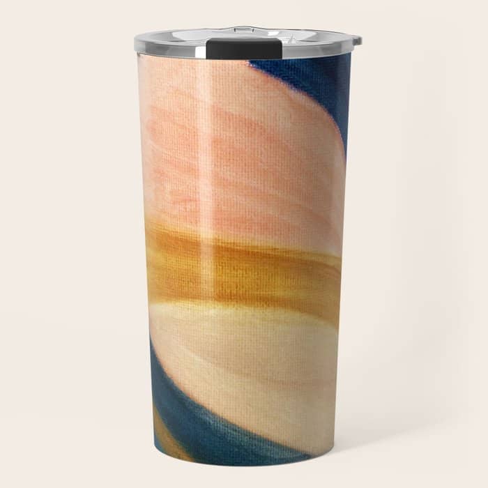 Slow As The Mississippi - Acrylic Abstract With Pink, Blue, And Brown Travel Mug