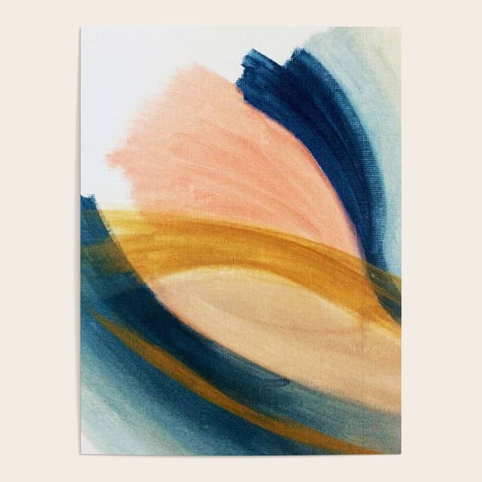 Slow As The Mississippi - Acrylic Abstract With Pink, Blue, And Brown Poster