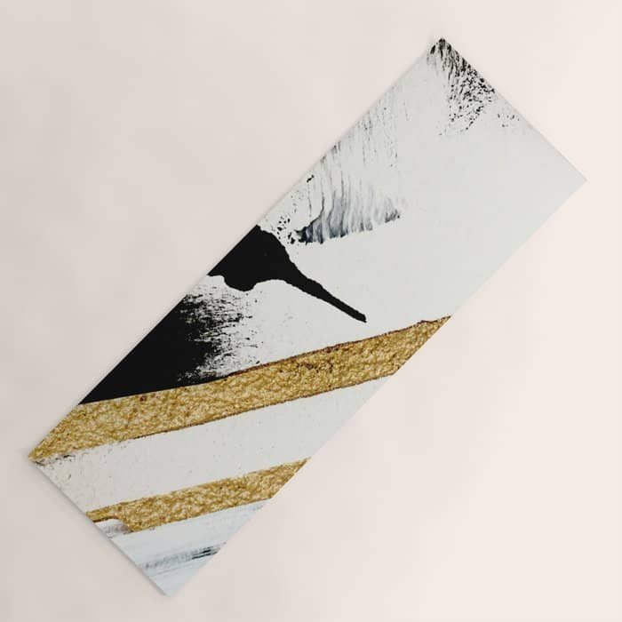 Armor [8]: A Minimal Abstract Piece In Black White And Gold By Alyssa Hamilton Art Yoga Mat