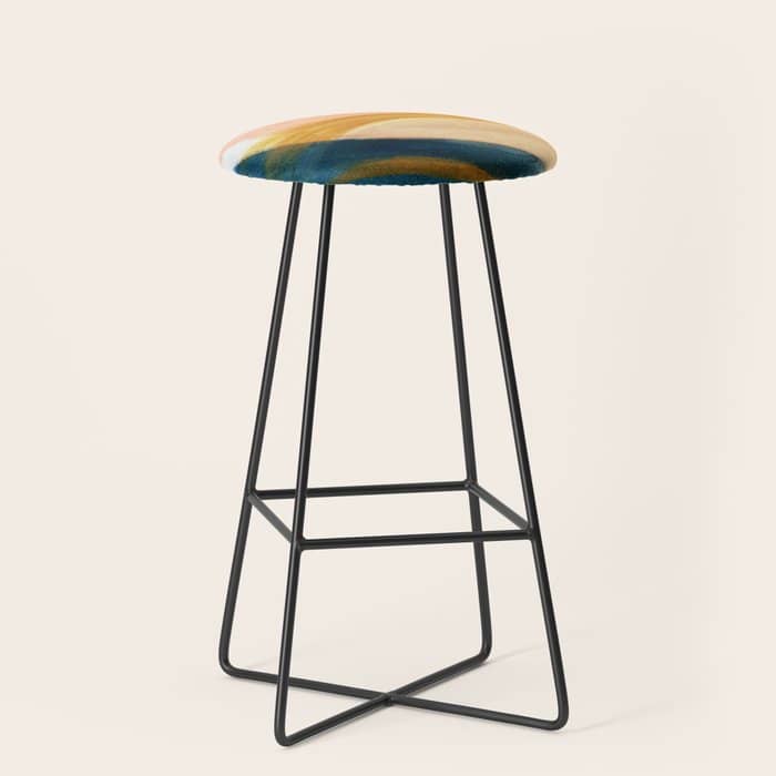 Slow As The Mississippi - Acrylic Abstract With Pink, Blue, And Brown Stool