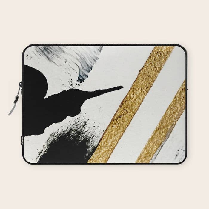 Armor [8]: A Minimal Abstract Piece In Black White And Gold By Alyssa Hamilton Art Laptop Sleeve