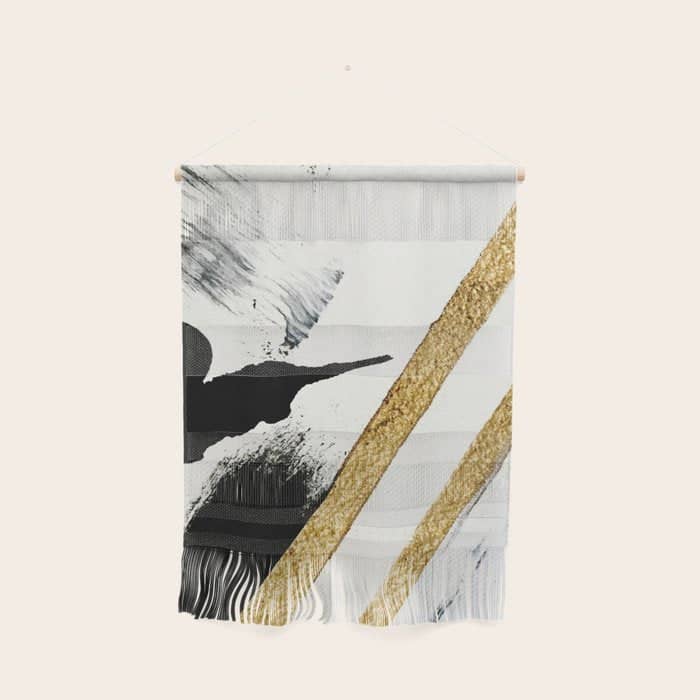 Armor [8]: A Minimal Abstract Piece In Black White And Gold By Alyssa Hamilton Art Wall Hanging