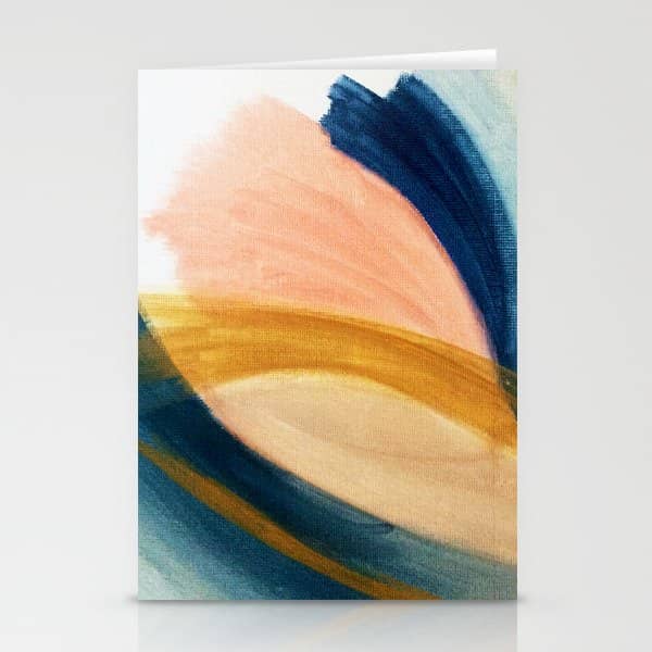 Slow As The Mississippi - Acrylic Abstract With Pink, Blue, And Brown Stationery Card