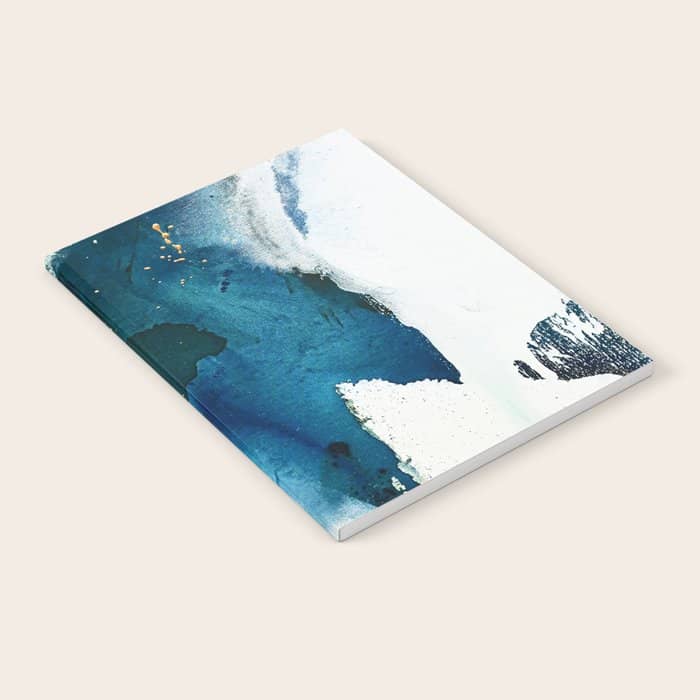 Untamed: A Pretty, Minimal, Abstract Painting In Blue, White And Gold By Alyssa Hamilton Art  Notebook