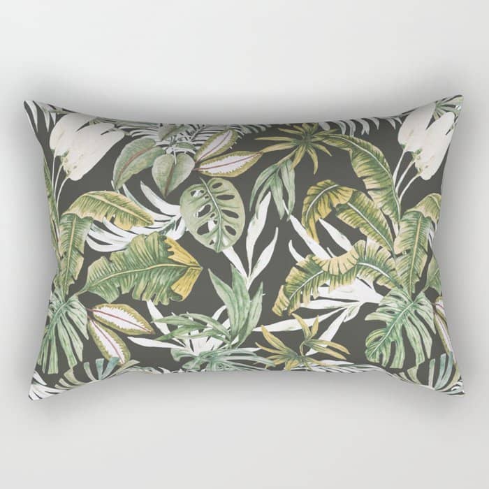 Dark Watercolor Jungle 1 Rectangular Pillow