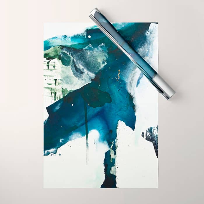 Untamed: A Pretty, Minimal, Abstract Painting In Blue, White And Gold By Alyssa Hamilton Art  Wrapping Paper