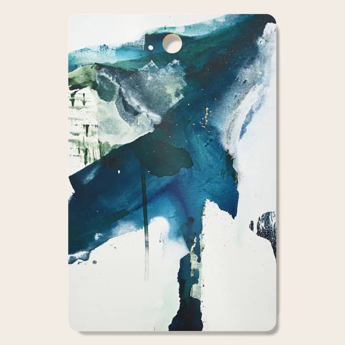 Untamed: A Pretty, Minimal, Abstract Painting In Blue, White And Gold By Alyssa Hamilton Art  Cutting Board