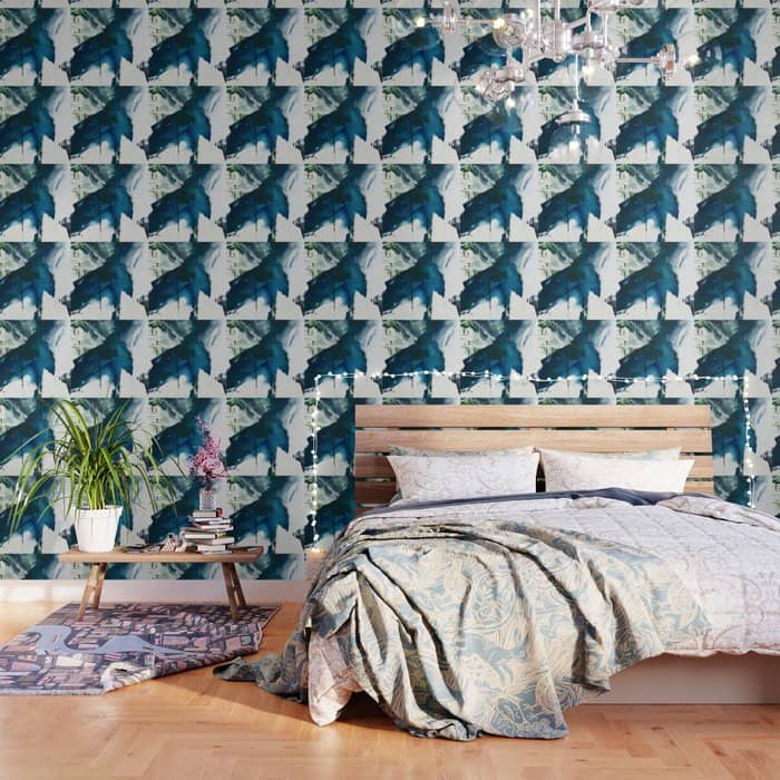 Untamed: A Pretty, Minimal, Abstract Painting In Blue, White And Gold By Alyssa Hamilton Art  Wallpaper