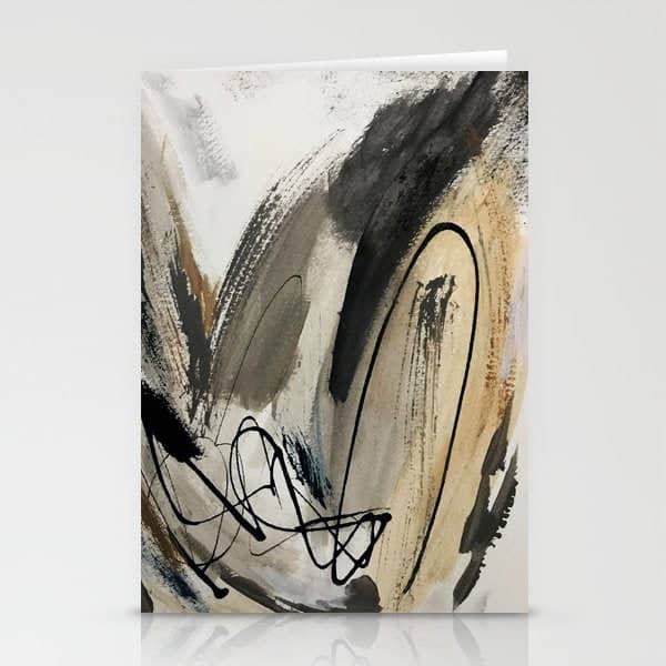 Drift [5]: A Neutral Abstract Mixed Media Piece In Black, White, Gray, Brown Stationery Card